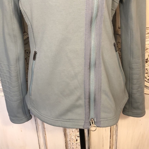 Athleta Beautiful Dusty Green Moto Style Long Sleeve Sport Jacket Size M - Picture 5 of 14